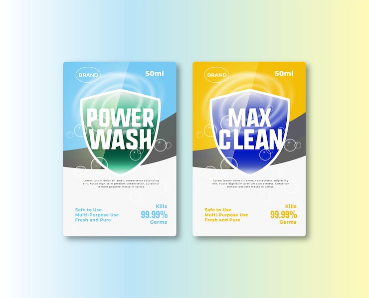 Vector free vector super wash and ultra clean detergent label