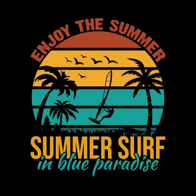 Free vector surfing festival summer banner for surfing tshirt