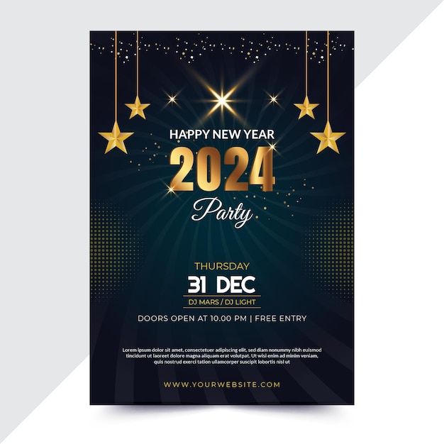Premium Vector Free vector template concept for new year event flyer 2024 template