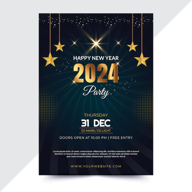 Vector free vector template concept for new year event flyer 2024 template