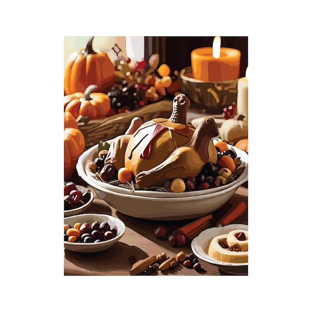 Vector free vector thanksgiving banner with variety of homemade food happy thanksgiving day