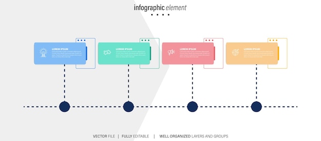 Vettore modello di timeline vettoriale gratuito con date infografiche