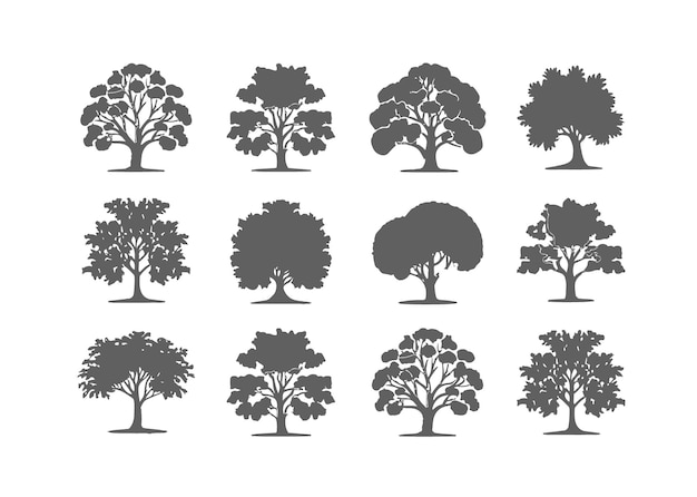Свободная коллекция силуэтов векторных деревьев