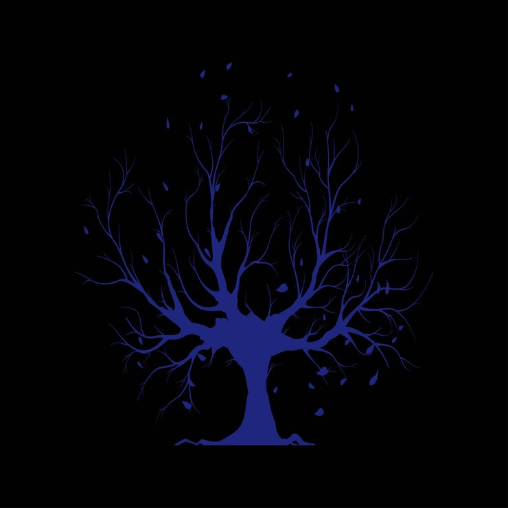 Vector free vector tree with branches and roots falling leaves on background illustration