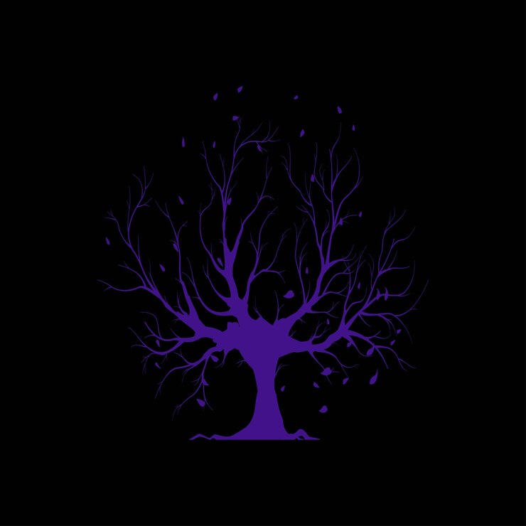 Vector free vector tree with branches and roots falling leaves on background illustration