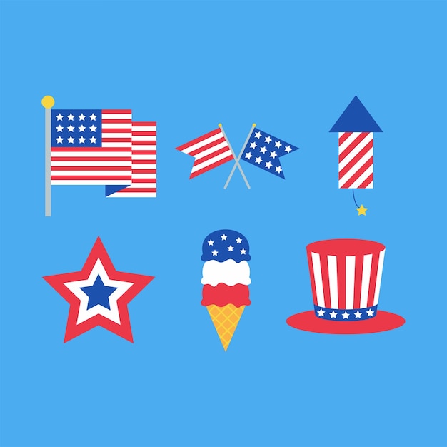 Free vector usa independence day flat element collection