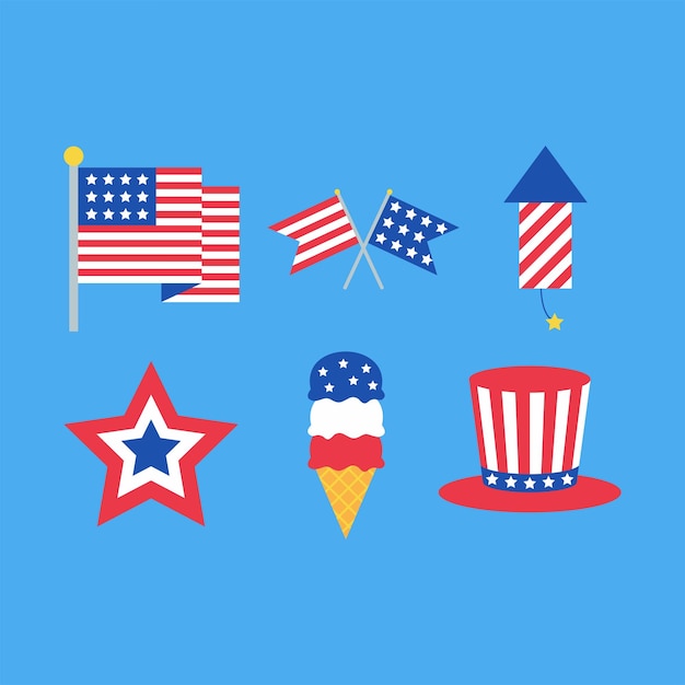 Vector free vector usa independence day flat element collection