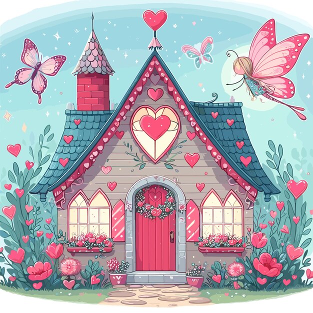 Free vector Valentine Fairy House Clipart