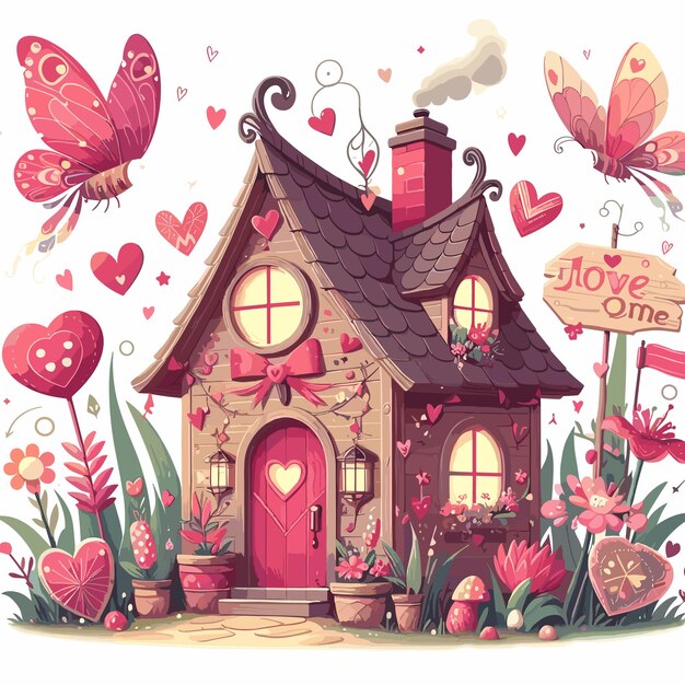 Free vector Valentine Fairy House Clipart