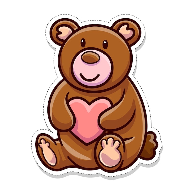 Vettore stickers gratuiti a tema san valentino amano gli orsi di peluche