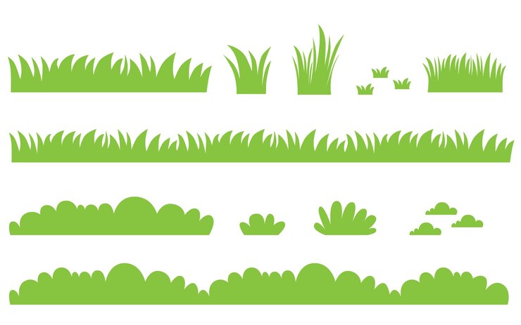 Vector free vector variety of grass borders in flat design