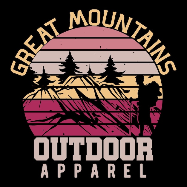 Free vector vintage Adventure And Mountains tShirt Design