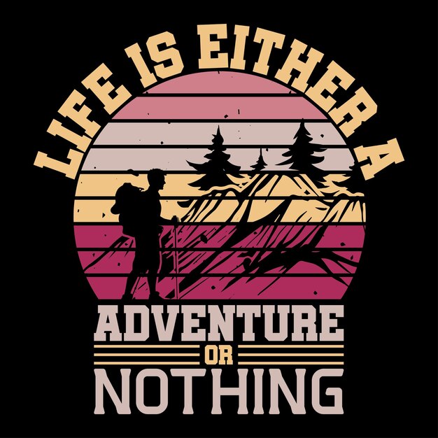 Free vector vintage Adventure And Mountains tShirt Design