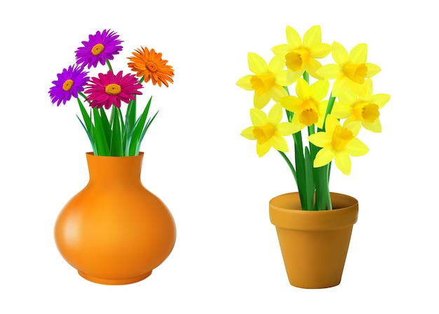 Free Vector Vintage Flower Pot Design illustrations