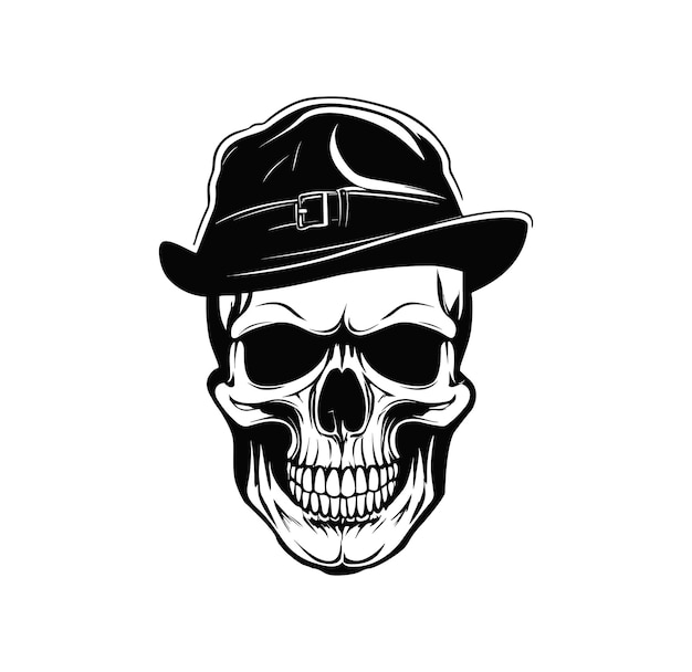 Free vector vintage monochrome skull hipster concept