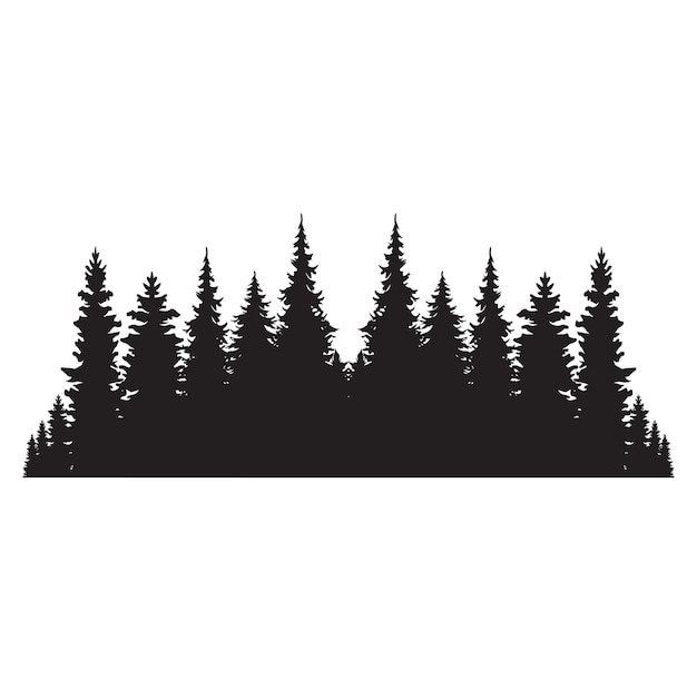 Free vector vintage trees and forest silhouettes