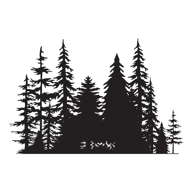 Premium Vector | Free vector vintage trees and forest silhouettes