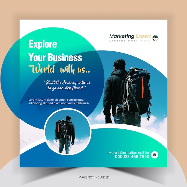 Free Vector visit and travel Instagram post or social media post web banner template