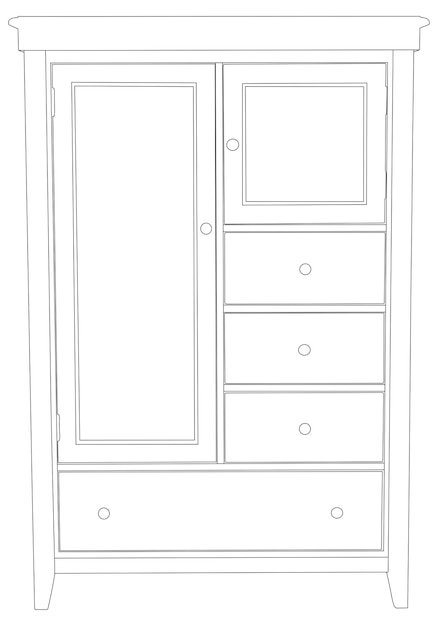 Гардеробный набор в векторном формате. векторные иллюстрации ящика комода шкафа
