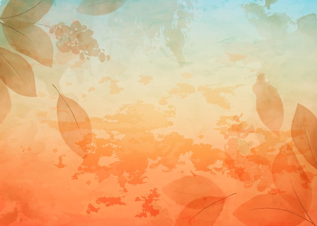 free vector water color background with leaves texture