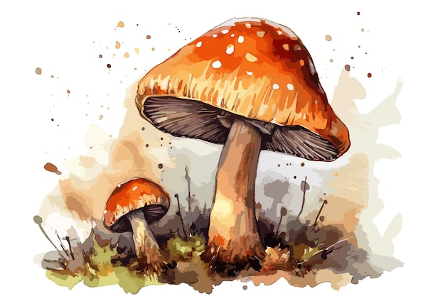 Free vector watercolor autumn illustration with mushrooms