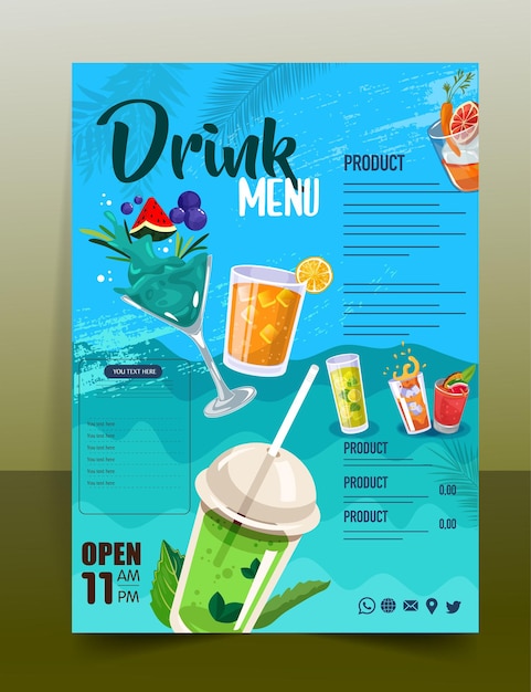 free vector watercolor cocktail flyer template