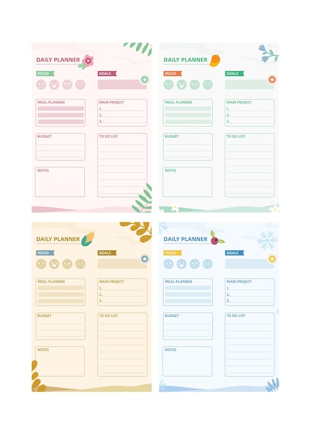 Vector free vector watercolor daily planner calendar