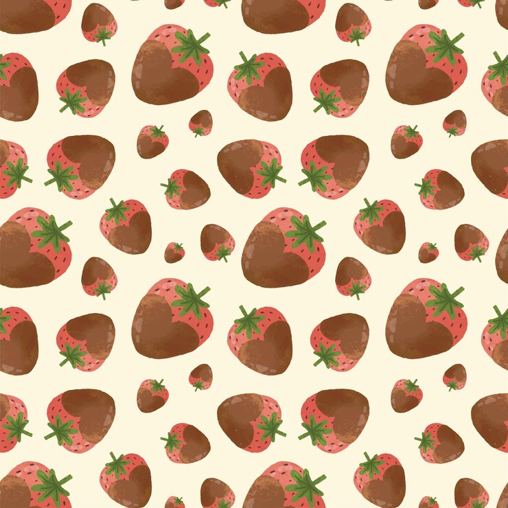Vector free vector watercolor strawberries in chocolate pattern design