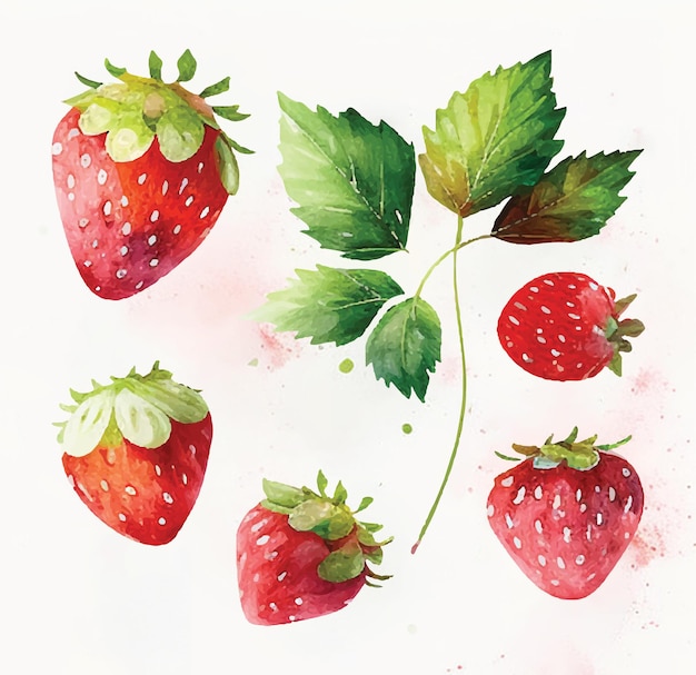 Free Vector  Watercolor Strawberry set