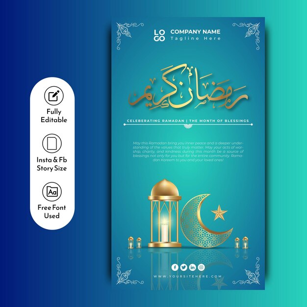 Free vector wishings ramadan kareem instagram story