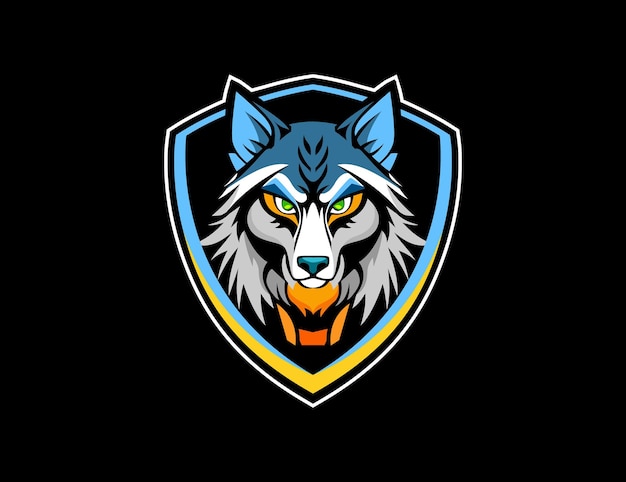 Vettore design del logo esport della mascotte dei lupi vettoriali gratis