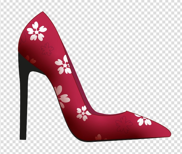 Vector free vector women shoes realistic, high heel with floral pattern