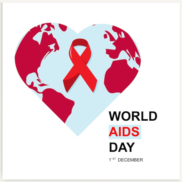 Free Vector World AIDS Day December 1st Banner with red ribbon and text World Aids Day