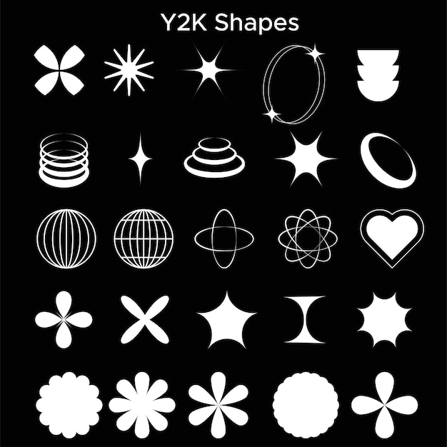 Premium Vector | Free vector y2k shapes within black background