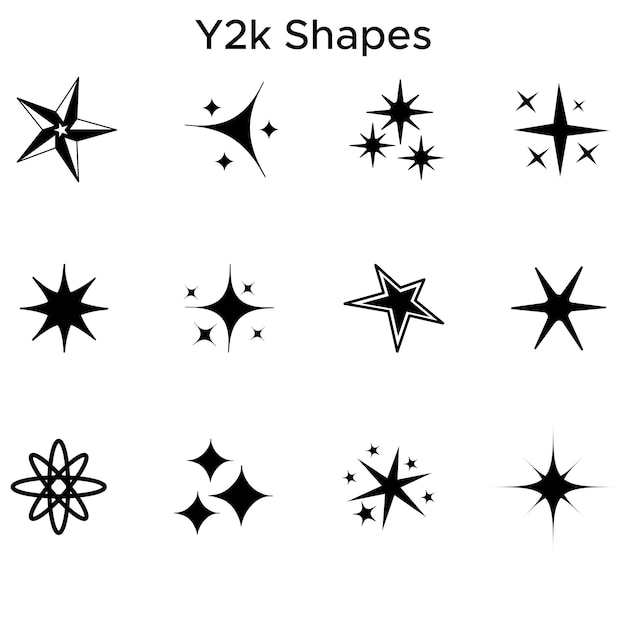 白い背景内の無料ベクトル Y2k 図形