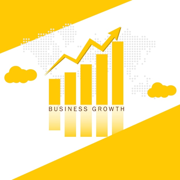 Vector free vector yellow share market growth up chart with world map background