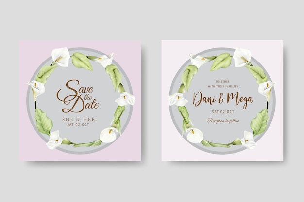 Vector free watercolor lily wedding invitation templates