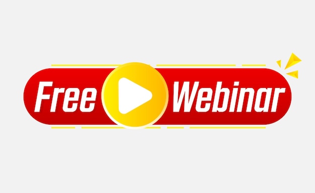 Free Webinar Icon flat design style with red play button