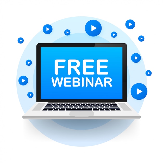 Vector free webinar, laptop icon. can be used for business concept.  stock illustration.