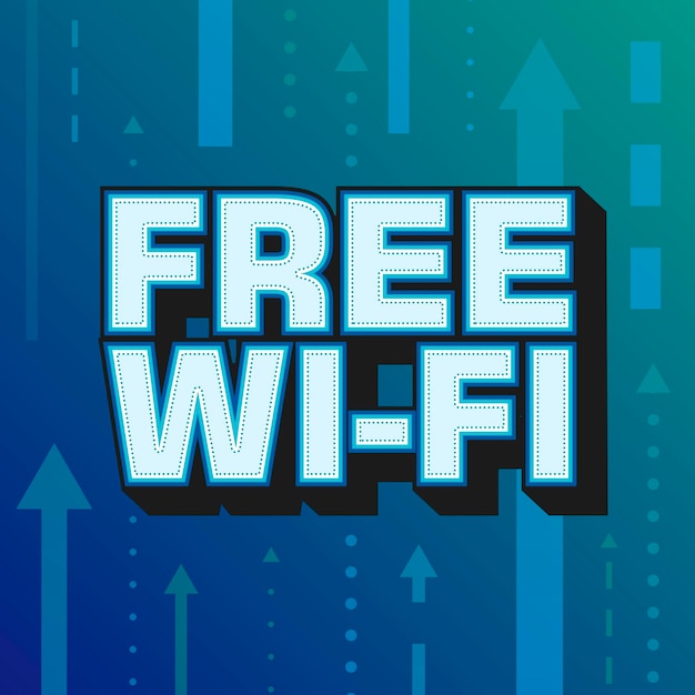 Free Wi-Fi calligraphic modern poster design. Arrow hight speed internet background vector illustration.