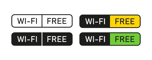 無料の wifi フラット カラーの無料 wifi ボタン セット ベクトルのアイコン