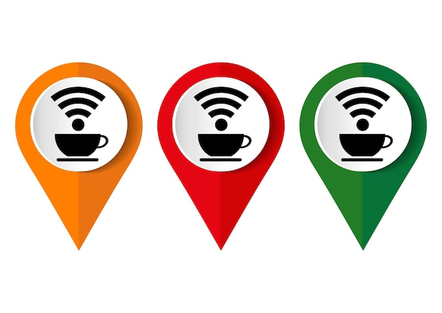 Tazza di icone di zona wifi gratuita con segnale wireless illustrazione vettoriale