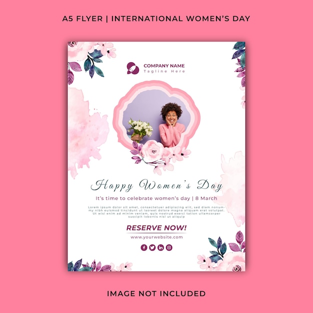 無料の国際女性デーのポスター ピンク・ホワイト・ベクトル