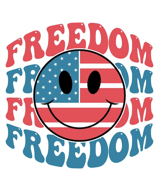 벡터 미국 국기가 있는 7월 4일 티셔츠 디자인의 자유
