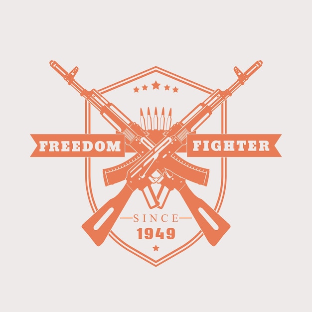 Freedom fighter t-shirt design, with crossed assault rifles