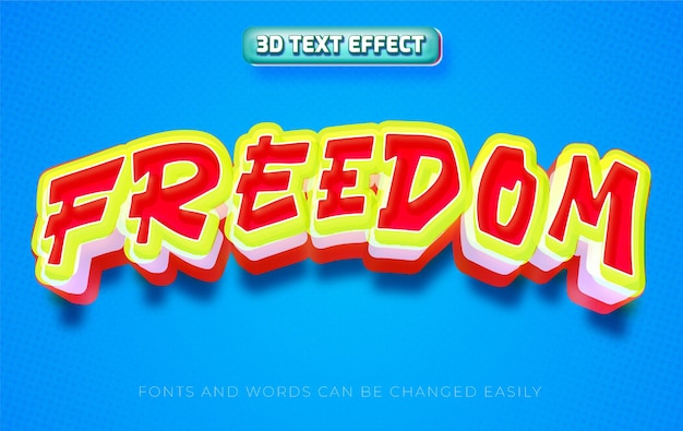 Freedom funky 3d bewerkbare tekst effect stijl