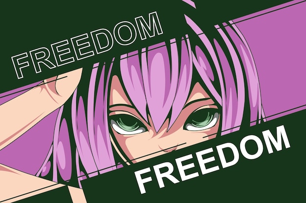 Vector freedom girl cartoon anime comic manga style