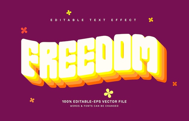 Freedom hippie editable text effect template