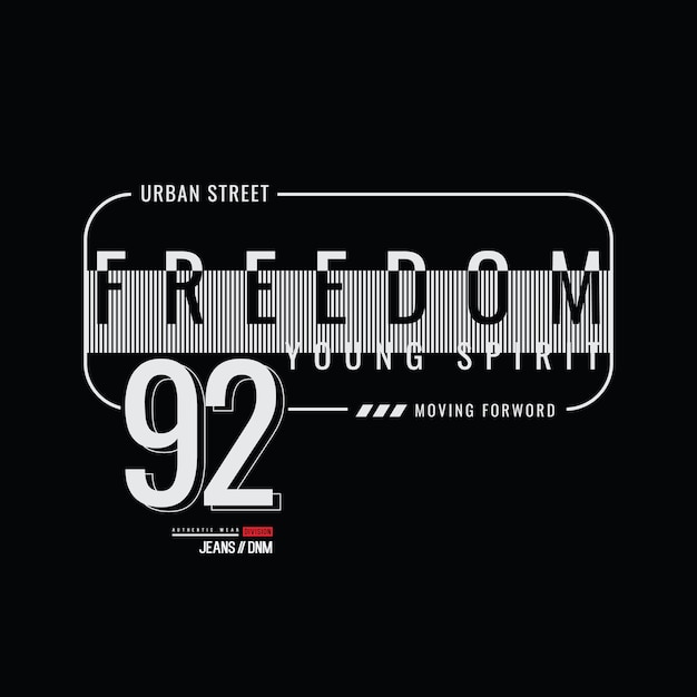 Design della maglietta di tipografia dell'illustrazione della libertà