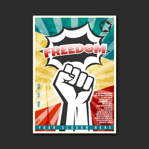 Vector freedom poster and flyer design with texture